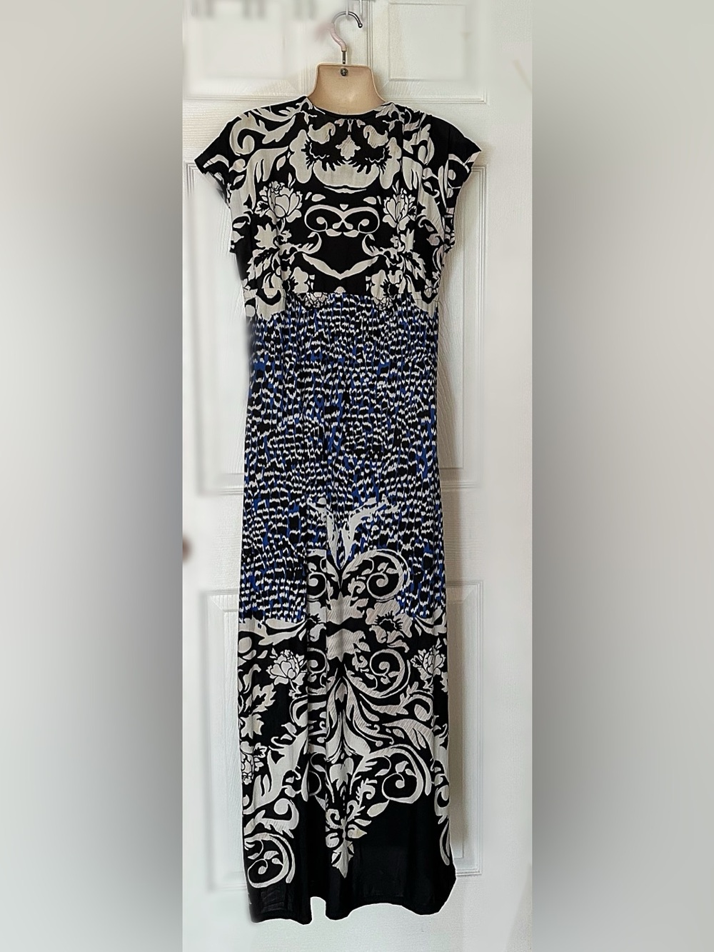 Blue and Black Patterned Maxi Skirt - Unbranded